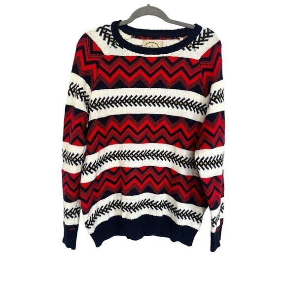 O'Hanlon Mills Men's Aztec Print Long Sleeve Crew Wool Pullover Medium Sweater - Picture 1 of 6